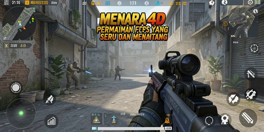Screenshot menampilkan aksi menembak mendebarkan di MENARA4D.