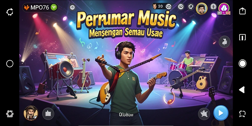 Tangkapan layar menunjukkan pemain beraksi dalam MPO76, menikmati musik.