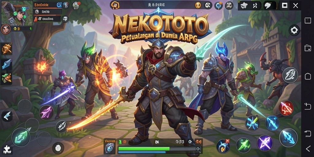 Tampilan gameplay yang menarik dalam NEKOTOTO menunjukkan aksi pertempuran yang dinamis.