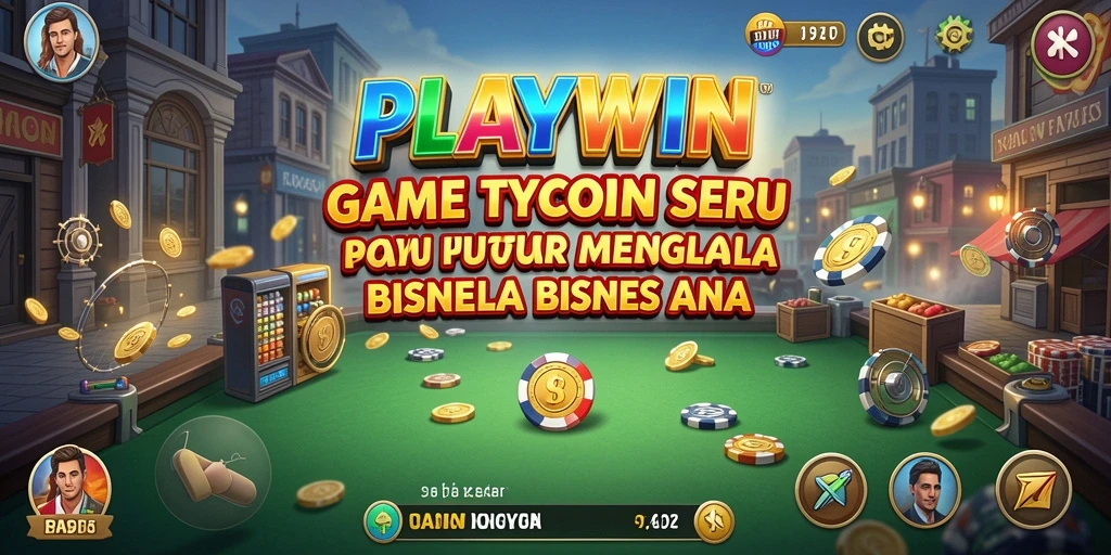 Tampilan gameplay menarik dalam <strong>PLAYWIN</strong> yang menggambarkan manajemen bisnis.