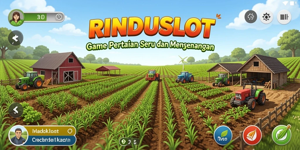 Screenshot gameplay RINDUSLOT menampilkan aktivitas bertani yang seru.