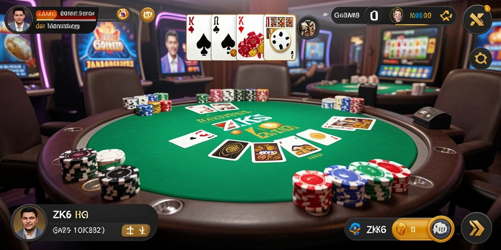 Screenshot ZK6 menampilkan gameplay Poker yang seru dan interaktif.